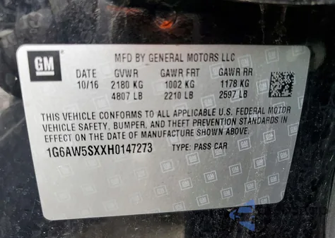 2017 Cadillac Cts z USA, uszkodzony, nr VIN 1G6AW5SXXH0147273